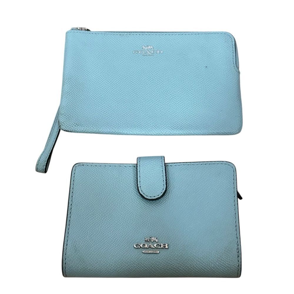 Coach ~ Sky Blue set of 2 ~Wristlet and Wallet ~ please see all photos for wear